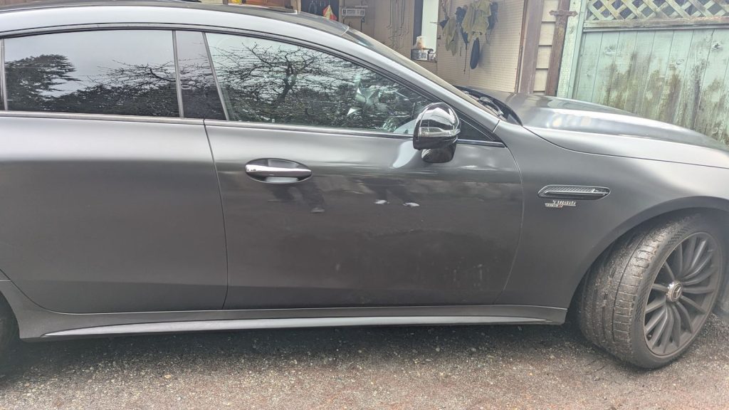 Mercedes-AMG GT door after paintless dent repair